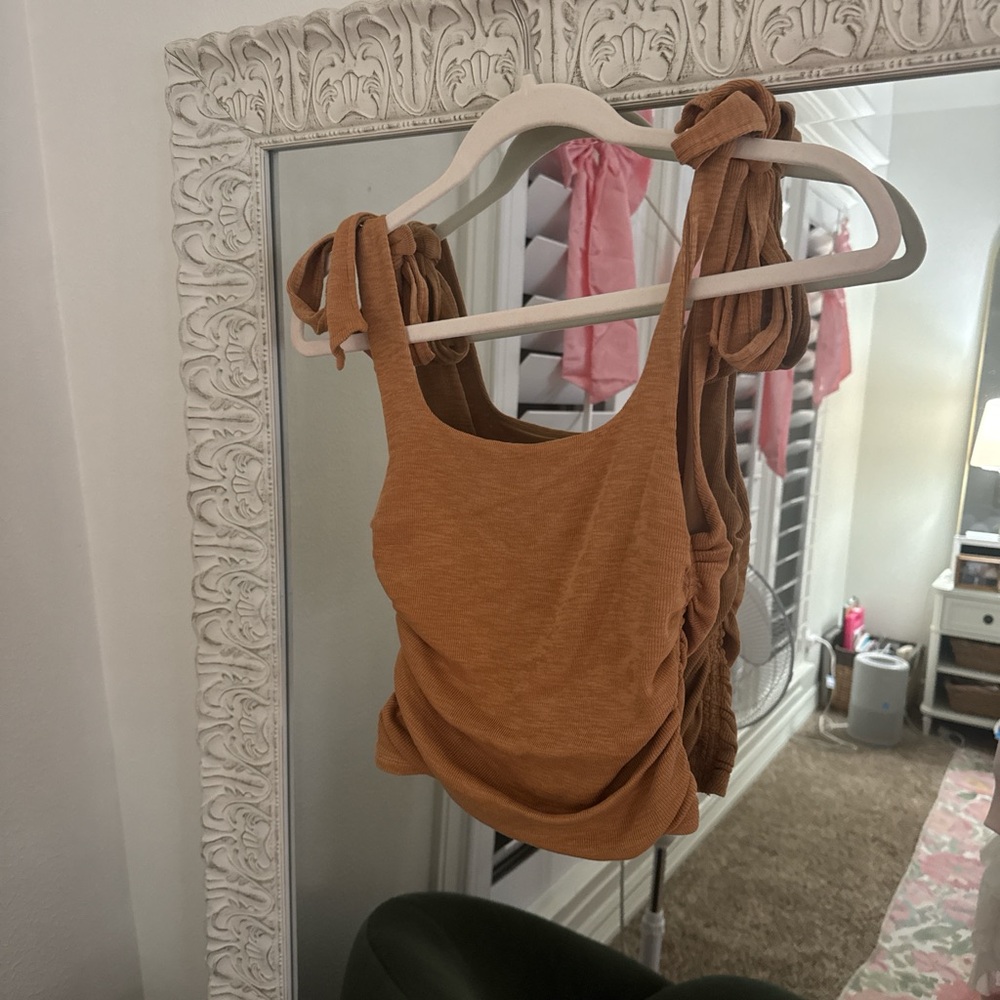 Free People Tan Tank Top with Tie Straps